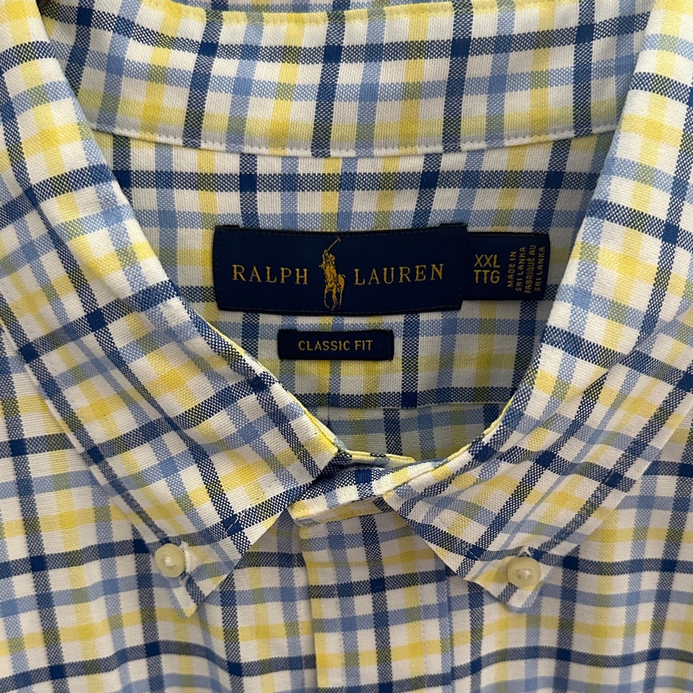 Ralph Lauren Men's Checkered Shirt in Blue and Yellow